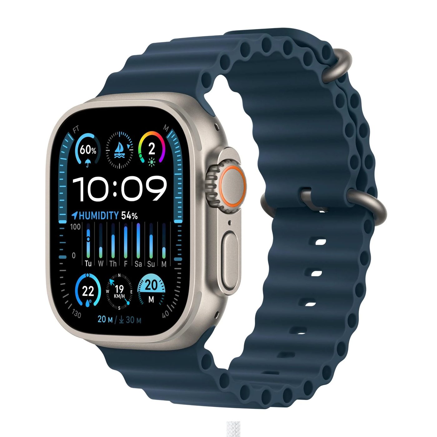 Apple Watch Ultra 2 49mm Titanium Case GPS + Cellular Ocean Band (Blue) Apple Watch Ultra 2 49mm Titanium Case GPS + Cellular Ocean Band (Blue)