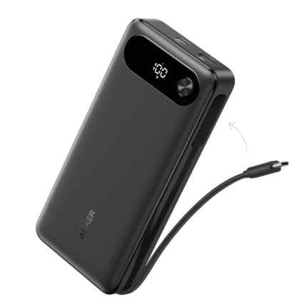 Anker Power Bank 20,000mAh Portable Charger with Built-in USB-C Cable